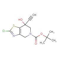 Chemical structure of tert-butyl 2-chloro-7-ethynyl-7-hydroxy-4H,5H,6H,7H-[1,3]thiazolo[4,5-c]pyridine-5-carboxylate - CSSB21246290889