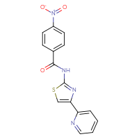 Chemical structure of 4-nitro-N-[4-(pyridin-2-yl)-1,3-thiazol-2-yl]benzamide - CSSB00026356297