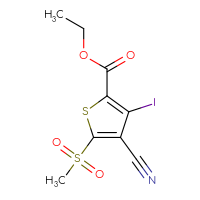 Chemical structure of ethyl 4-cyano-3-iodo-5-methanesulfonylthiophene-2-carboxylate - CSSB00025709421