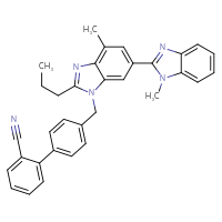 Chemical structure of 4'-{[4-methyl-6-(1-methyl-1H-1,3-benzodiazol-2-yl)-2-propyl-1H-1,3-benzodiazol-1-yl]methyl}-[1,1'-biphenyl]-2-carbonitrile - CSSB00020587886