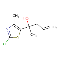 Chemical structure of 2-(2-chloro-4-methyl-1,3-thiazol-5-yl)pent-4-en-2-ol - CSSB21246389018