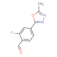 Chemical structure of 2-fluoro-4-(5-methyl-1,3,4-oxadiazol-2-yl)benzaldehyde - CSSB00102720540