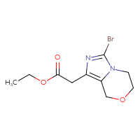 Chemical structure of ethyl 2-{3-bromo-5H,6H,8H-imidazo[4,3-c][1,4]oxazin-1-yl}acetate - CSSB06359898770