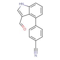 Chemical structure of 4-(3-formyl-1H-indol-4-yl)benzonitrile - CSSB06582218099