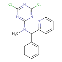 Chemical structure of 4,6-dichloro-N-methyl-N-[phenyl(pyridin-2-yl)methyl]-1,3,5-triazin-2-amine - CSSB21332152621
