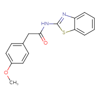 Chemical structure of N-(1,3-benzothiazol-2-yl)-2-(4-methoxyphenyl)acetamide - CSSB00028004930