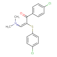 Chemical structure of 1-(4-chlorophenyl)-2-[(4-chlorophenyl)sulfanyl]-3-(dimethylamino)prop-2-en-1-one - CSSB02125603625