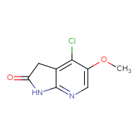 Chemical structure of 4-chloro-5-methoxy-1H,2H,3H-pyrrolo[2,3-b]pyridin-2-one - CSSB00009859703
