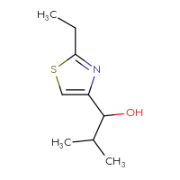 Chemical structure of 1-(2-ethyl-1,3-thiazol-4-yl)-2-methylpropan-1-ol - CSSB00016018975