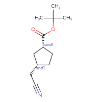 Chemical structure of rac-tert-butyl (1R,3S)-3-(cyanomethyl)cyclopentane-1-carboxylate - CSSB07097112905
