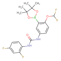 Chemical structure of 3-[4-(difluoromethoxy)-3-(4,4,5,5-tetramethyl-1,3,2-dioxaborolan-2-yl)phenyl]-1-(2,4-difluorophenyl)urea - CSSB21332085863