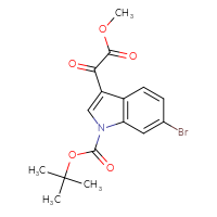 Chemical structure of tert-butyl 6-bromo-3-(2-methoxy-2-oxoacetyl)-1H-indole-1-carboxylate - CSSB21332061886
