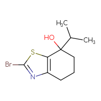 Chemical structure of 2-bromo-7-(propan-2-yl)-4,5,6,7-tetrahydro-1,3-benzothiazol-7-ol - CSSB20845433922
