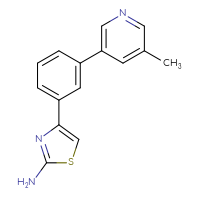 Chemical structure of 4-[3-(5-methylpyridin-3-yl)phenyl]-1,3-thiazol-2-amine - CSSB06593465701