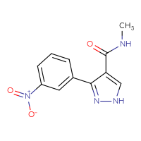 Chemical structure of N-methyl-3-(3-nitrophenyl)-1H-pyrazole-4-carboxamide - CSSB15048409264