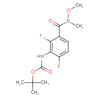 Chemical structure of tert-butyl N-{2,6-difluoro-3-[methoxy(methyl)carbamoyl]phenyl}carbamate - CSSB01148880893