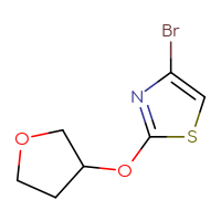 Chemical structure of 4-bromo-2-(oxolan-3-yloxy)-1,3-thiazole - CSSB00012562068