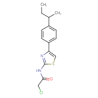 Chemical structure of N-{4-[4-(butan-2-yl)phenyl]-1,3-thiazol-2-yl}-2-chloroacetamide - CSSB00000681774