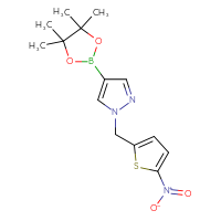 Chemical structure of 1-[(5-nitrothiophen-2-yl)methyl]-4-(4,4,5,5-tetramethyl-1,3,2-dioxaborolan-2-yl)-1H-pyrazole - CSSB03561220048