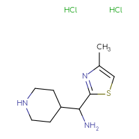 Chemical structure of 1-(4-methyl-1,3-thiazol-2-yl)-1-(piperidin-4-yl)methanamine dihydrochloride - CSSB00116209648