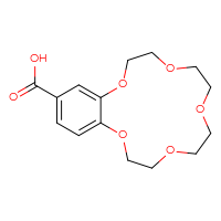 Chemical structure of 2,3,5,6,8,9,11,12-octahydro-1,4,7,10,13-benzopentaoxacyclopentadecine-15-carboxylic acid - CSSB00025760679
