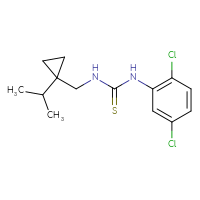 Chemical structure of 1-(2,5-dichlorophenyl)-3-{[1-(propan-2-yl)cyclopropyl]methyl}thiourea - CSSB21432549354