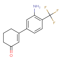 Chemical structure of 3-[3-amino-4-(trifluoromethyl)phenyl]cyclohex-2-en-1-one - CSSB06583538670
