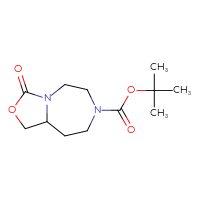 Chemical structure of tert-butyl 3-oxo-octahydro-[1,3]oxazolo[3,4-d][1,4]diazepine-7-carboxylate - CSSB21349747980