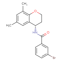 Chemical structure of 3-bromo-N-[(4S)-6,8-dimethyl-3,4-dihydro-2H-1-benzopyran-4-yl]benzamide - CSSB01140856216