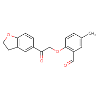 Chemical structure of 2-[2-(2,3-dihydro-1-benzofuran-5-yl)-2-oxoethoxy]-5-methylbenzaldehyde - CSSB21414459161
