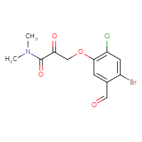 Chemical structure of 3-(4-bromo-2-chloro-5-formylphenoxy)-N,N-dimethyl-2-oxopropanamide - CSSB21332865990