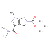 Chemical structure of tert-butyl 3-(dimethylcarbamoyl)-1-methyl-1H,4H,5H,6H-pyrrolo[3,4-c]pyrazole-5-carboxylate - CSSB06749950637