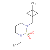Chemical structure of 2-ethyl-6-({3-methylbicyclo[1.1.0]butan-1-yl}methyl)-1λ⁶,2,6-thiadiazinane-1,1-dione - CSMB14900275973