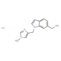 Chemical structure of 1-{1-[(1-methyl-1H-imidazol-4-yl)methyl]-1H-indol-6-yl}methanamine hydrochloride - CSSB00160469019