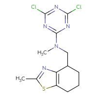 Chemical structure of 4,6-dichloro-N-methyl-N-[(2-methyl-4,5,6,7-tetrahydro-1,3-benzothiazol-4-yl)methyl]-1,3,5-triazin-2-amine - CSSB21332154192