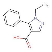 Chemical structure of 1-ethyl-5-phenyl-1H-pyrazole-4-carboxylic acid - CSSB00000719114