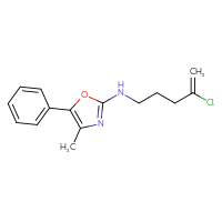 Chemical structure of N-(4-chloropent-4-en-1-yl)-4-methyl-5-phenyl-1,3-oxazol-2-amine - CSSB15121116291