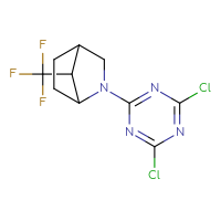 Chemical structure of 2-(4,6-dichloro-1,3,5-triazin-2-yl)-7-(trifluoromethyl)-2-azabicyclo[2.2.1]heptane - CSSB20762344552