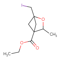 Chemical structure of ethyl 1-(iodomethyl)-3-methyl-2-oxabicyclo[2.1.1]hexane-4-carboxylate - CSSB00102952800