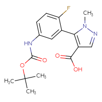 Chemical structure of 5-(5-{[(tert-butoxy)carbonyl]amino}-2-fluorophenyl)-1-methyl-1H-pyrazole-4-carboxylic acid - CSSB00103065695