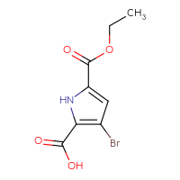 Chemical structure of 3-bromo-5-(ethoxycarbonyl)-1H-pyrrole-2-carboxylic acid - CSSB21103097621
