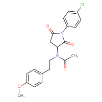 Chemical structure of N-[1-(4-chlorophenyl)-2,5-dioxopyrrolidin-3-yl]-N-[2-(4-methoxyphenyl)ethyl]acetamide - CSSB00121719293