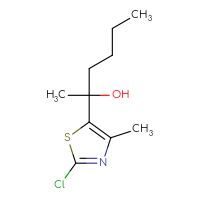 Chemical structure of 2-(2-chloro-4-methyl-1,3-thiazol-5-yl)hexan-2-ol - CSSB21246459283