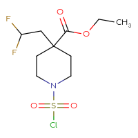 Chemical structure of ethyl 1-(chlorosulfonyl)-4-(2,2-difluoroethyl)piperidine-4-carboxylate - CSSB21224775434