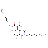 Chemical structure of 2,9-dibromo-6,13-dioctyl-6,13-diazatetracyclo[6.6.2.0⁴,¹⁶.0¹¹,¹⁵]hexadeca-1,3,8(16),9,11(15)-pentaene-5,7,12,14-tetrone - CSSB00138412026