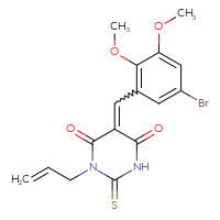 Chemical structure of 5-[(5-bromo-2,3-dimethoxyphenyl)methylidene]-1-(prop-2-en-1-yl)-2-sulfanylidene-1,3-diazinane-4,6-dione - CSSB00121642987