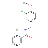 Chemical structure of 2-bromo-N-[(3-chloro-4-methoxyphenyl)methyl]benzamide - CSSB00036397427