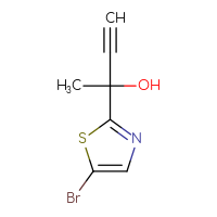 Chemical structure of 2-(5-bromo-1,3-thiazol-2-yl)but-3-yn-2-ol - CSSB20843391435