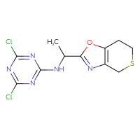 Chemical structure of 4,6-dichloro-N-(1-{4H,6H,7H-thiopyrano[3,4-d][1,3]oxazol-2-yl}ethyl)-1,3,5-triazin-2-amine - CSSB21332061797