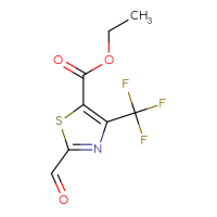 Chemical structure of ethyl 2-formyl-4-(trifluoromethyl)-1,3-thiazole-5-carboxylate - CSSB00010203249